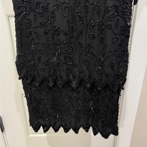 VTG Stenay Dress short sleeve Sheath 100% Silk Black Sequin Bead Lined 10 Med - Picture 3 of 7